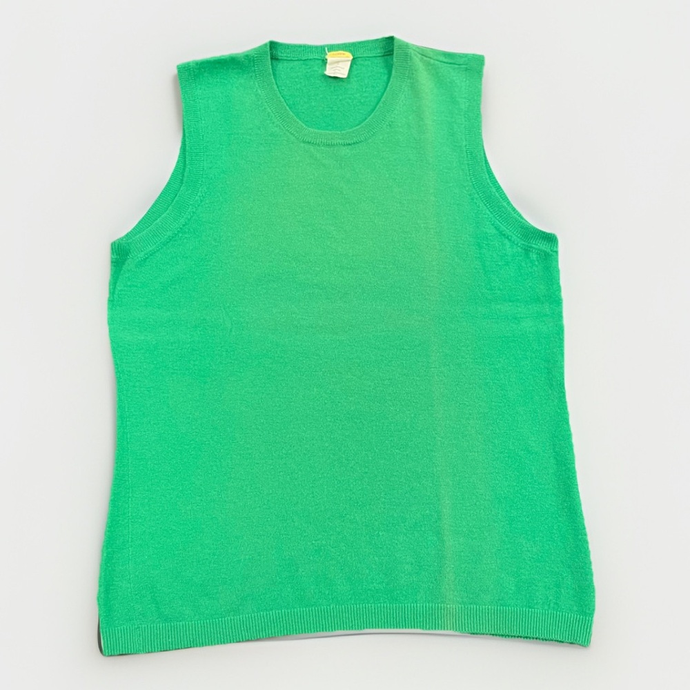 J.Crew 100% Italian Cashmere Cozy Sweater Vest Shell Green Women’s Large Y2K vtg